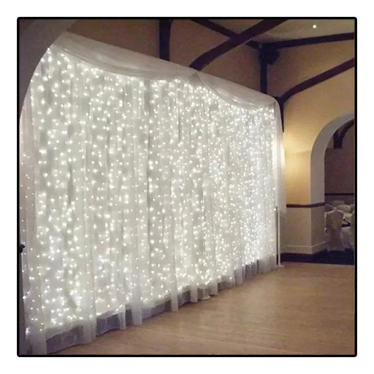Nova Cortina 300leds 3m X 3mm Fio Transparente Incolorvayotoy
