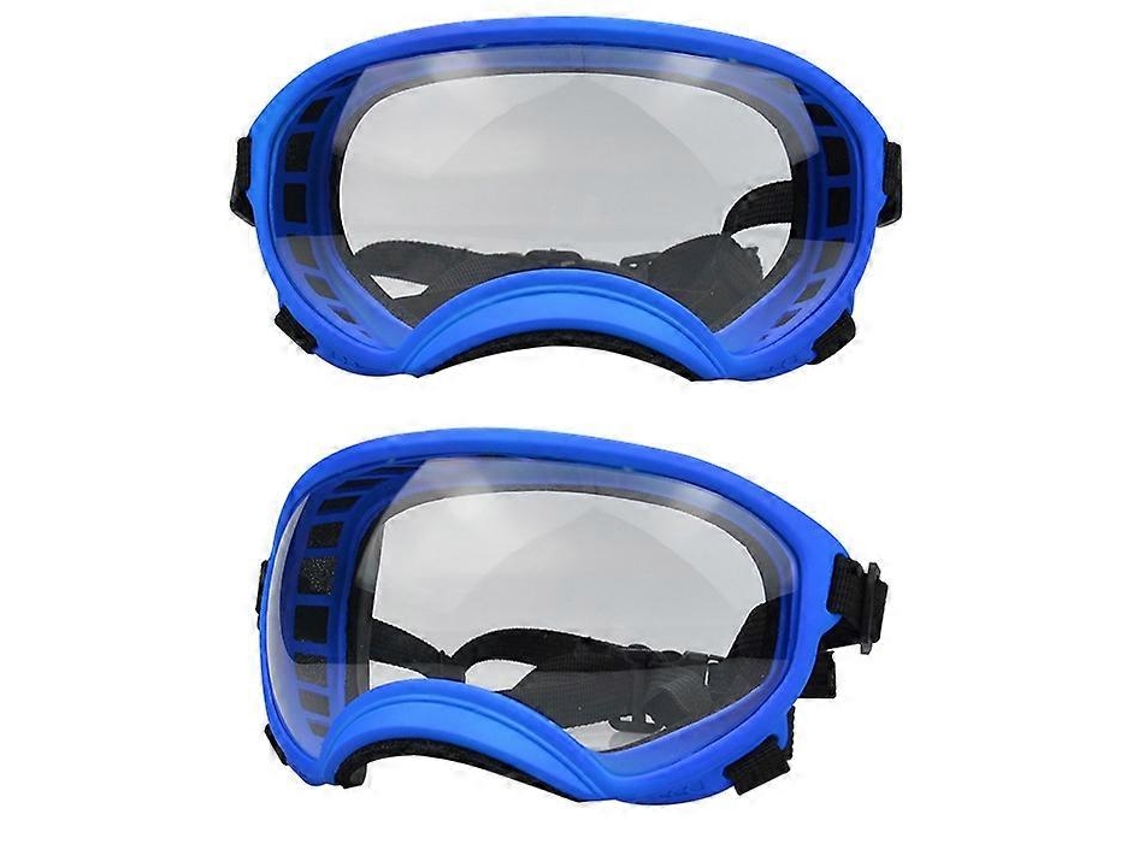 Óculos para Cães Anti-UV, Resistente a Impactos, Ajustável, Elástico, Filhotes, Óculos para Cães Grandes, Respiráveis, Azul e Transparente