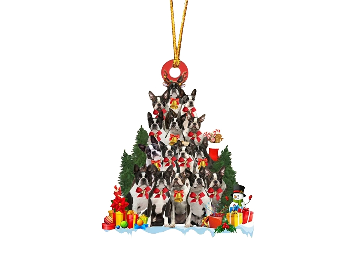 Pingente de Madeira de Cachorro para Árvore de Natal | S/MARCA