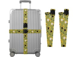 Conjunto De 2 Cintas Bagagem Personalizáveis Com Fivelas E Presilhas, Com Estampa De Gato E Girassol