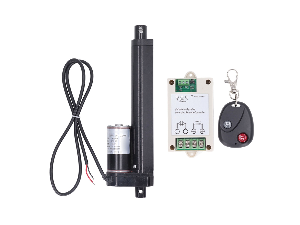 Actuador Elétrico Linear 1000n 150mm Ip65 Alumínio Com Interruptor Limite Controle Remoto