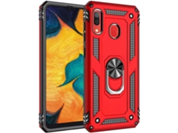 Capa Protetora Anel Filme para Samsung Galaxy A30 HONGWE. Vidro Temperado Anti-Choque Magnética Vermelho
