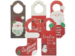 Conjunto De 5 Enfeites De Natal Para Maçaneta De Porta, Pingentes De Madeira Para Pendurar. Hengjian