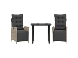 Conjunto Jantar 3 Peças para Jardim com Almofadões Cinzento Claro MAISON EXCLUSIVE (3 peças)