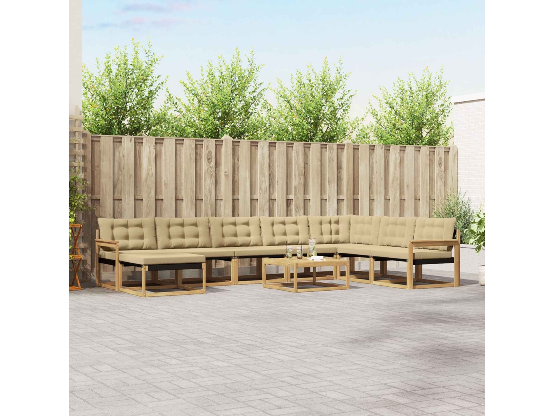 Vidaxl Conjunto De Sofás Para Exterior 9 Unid. Branco E Bege