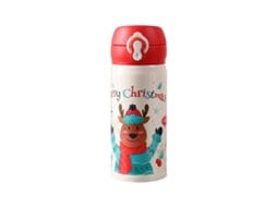 Garrafa Térmica De Natal Em Aço Inoxidável Com Estampa De Rena E Papai Noel, Ideal Para Viagens, Presentes E Decoração Natalina.