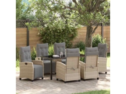 Vidaxl Conjunto de Jantar para Jardim com Almofada 7 Pcs Bege Vime Pe