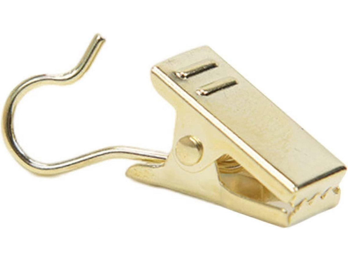 Rebe 20 Ganchos de Cortina de Acero Inoxidable, Clip para Cortinas, Ideal para Colgar Cortinas de La Varilla Oro