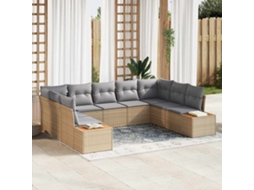Vidaxl Conjunto De Sofá De Jardim 9 Unid. Bege Rattan Sintético