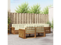 Vidaxl Conjunto De Sofás Para Exterior 7 Pcs Natural E Creme