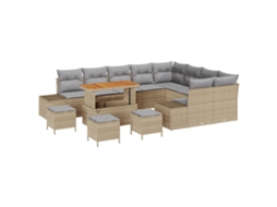 Conjunto 13 Conjunto De Sofá De Jardim Vidaxl Bege Vime Pe (319 X 234 X 85 Cm)