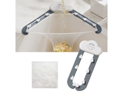 Filtro De Água Triangular Para Pia De Cozinha Com Suporte Triplo, Prateleira Dobrável E 100 Sacos De Malha Filtrante, Cinza