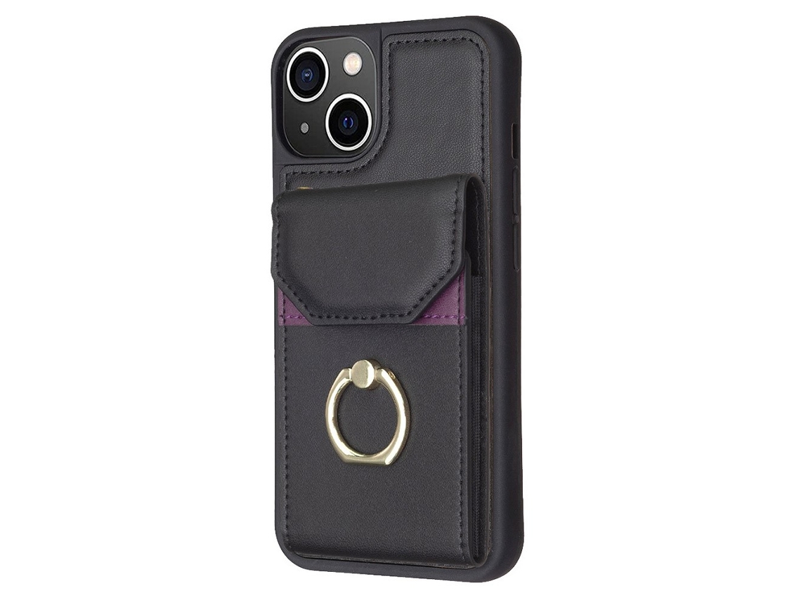Suporte Casa Para Iphone 15 Pele Sintética Preto