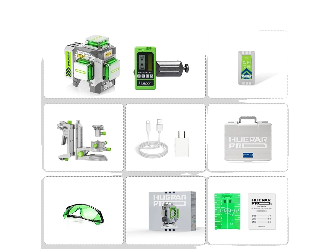 Nível A Laser Huepar, Alta Precisão ±2mm, Longo Tempo De Trabalho 10 Horas,set 2 Oem