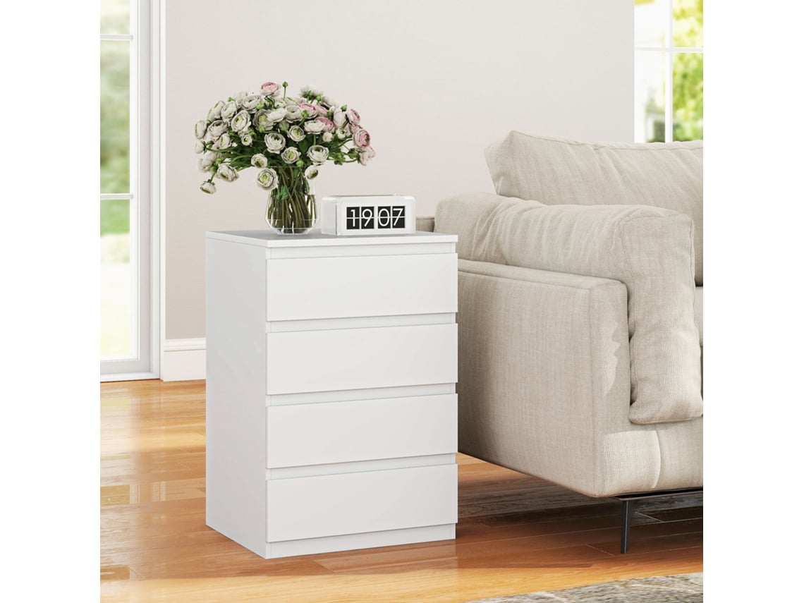 Cómoda Com 4 Gavetas Com Fecho Suave Para Quarto Escritório, Design Moderno E Funcional