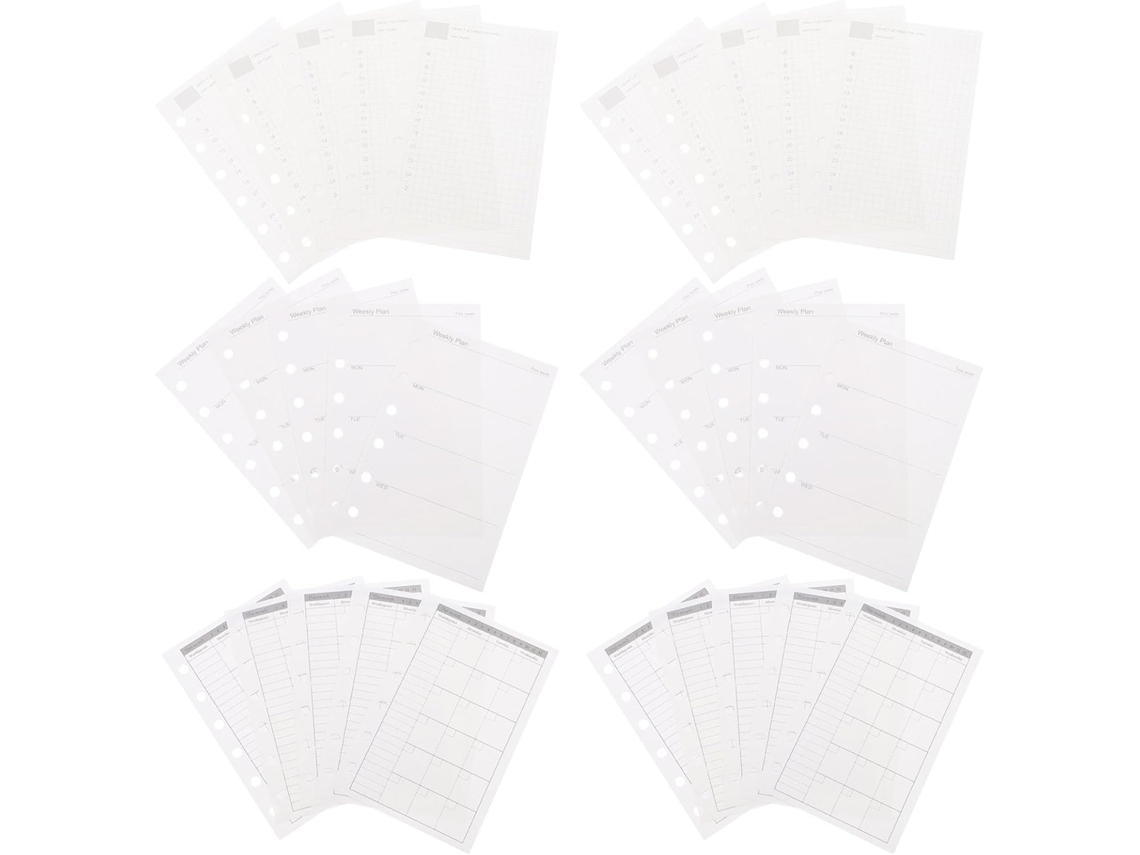 Blocos De Refil Para Agendas A7 De 6 Argolas Papel Pautado Para Planejamento Diário, Semanal E Mensal Compatível Gokoco