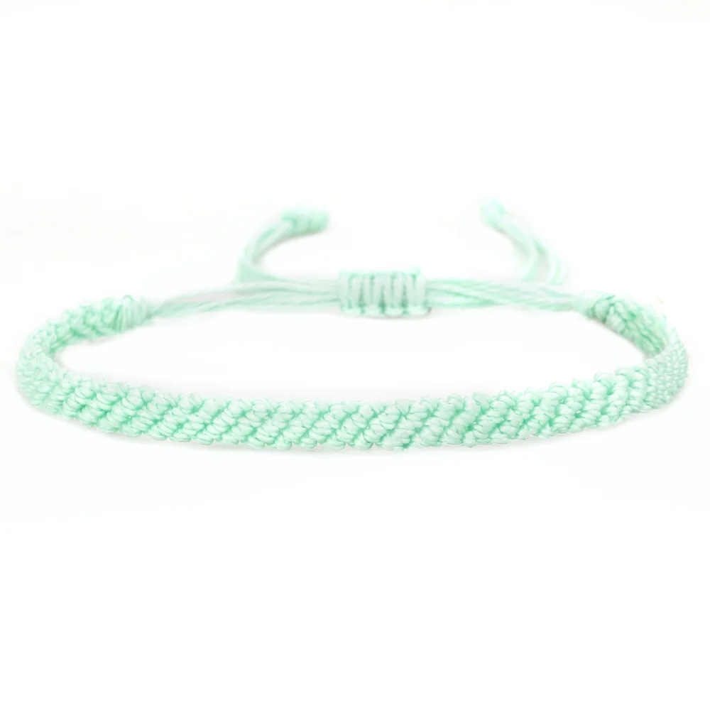 Pulseira Ajustável Tecida À Mão, Pulseira Simples de Corda Trançada em Cor Sólida MDUG (azul Claro)