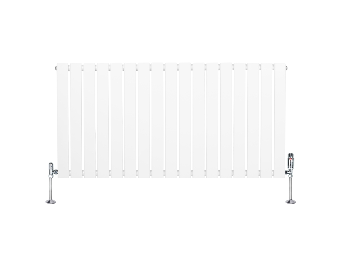 Radiador Plano Coluna Única 600x1190 Mm - Branco, Aço Carbono 1,5 Mm, 1080w, Alta Eficiência, Válvulas Termostáticas