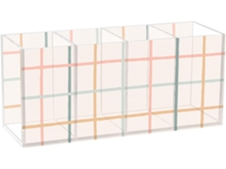 Porta canetas de Acrílico Colorido Frodotgv com Linhas Cruzadas para Mesa, 4 Compartimentos, Organizador Mesa