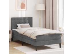 Vidaxl Estrutura De Cama Com Colchão Cinza Escuro 90 X 190 Cm Veludo