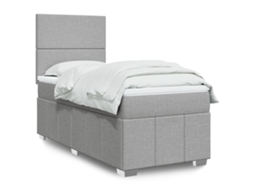 Vidaxl Cama Com Molas/colchão 100x200 Cm Tecido Cinzento-claro