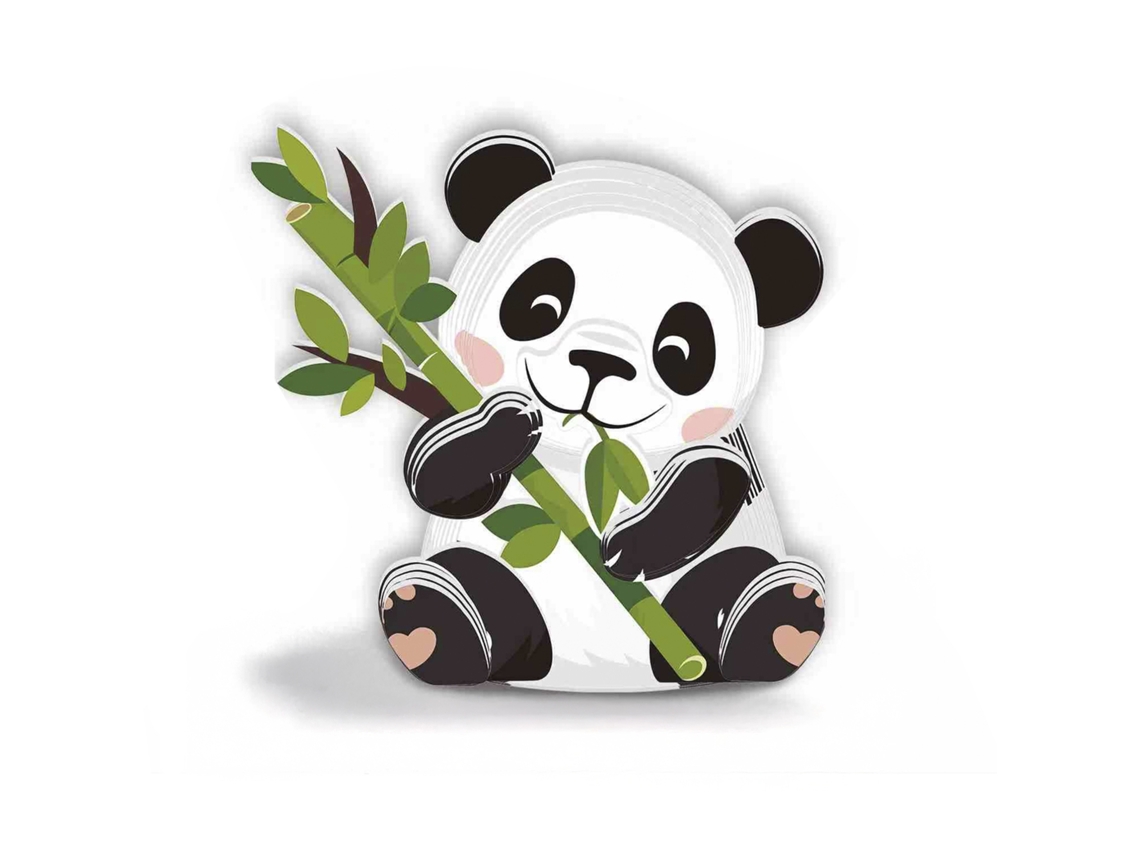 Quebra-cabeça 3d De Panda Em Papelão, 7x4x7 Cm, Fácil De Montar Sem Cola.