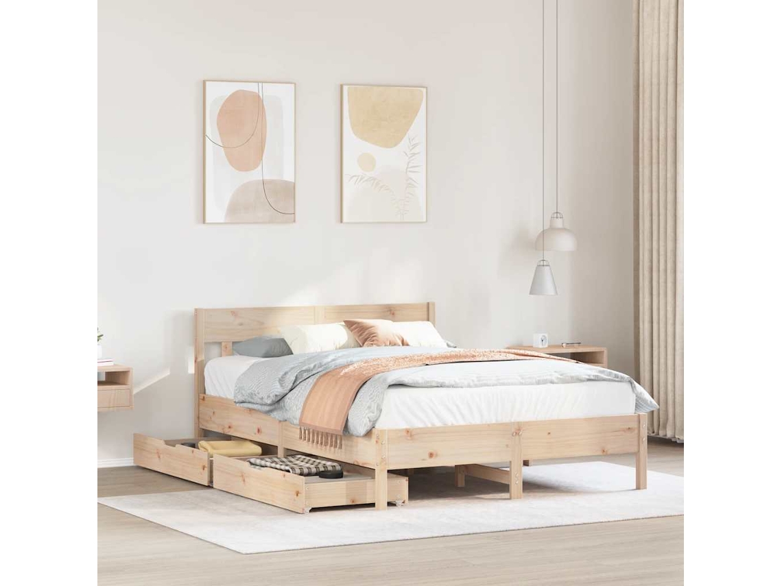 Vidaxl Cama Sem Colchão 120x190 Cm Madeira De Pinho Maciça