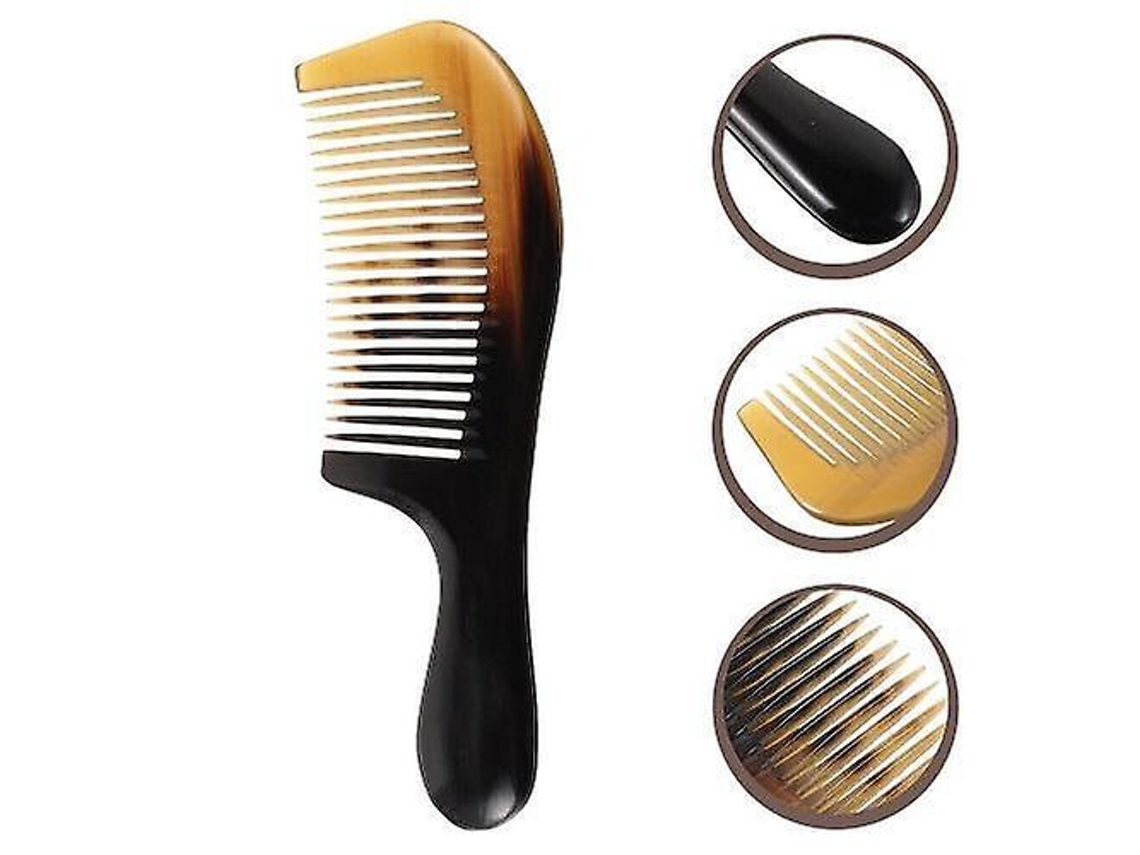 Pente De Chifre Com Dentes Largos Para Desembaraçar, Antiestático, 16 Cm, Para Cabelos Grossos Ou Finos Brilvibera