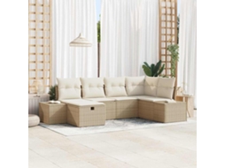Vidaxl Conjunto De Sofá De Jardim 6 Unid. Bege Vime Pe