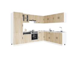 Vidaxl 14 Peças Armário De Cozinha Conjunto Kalmar Sonoma Carvalho