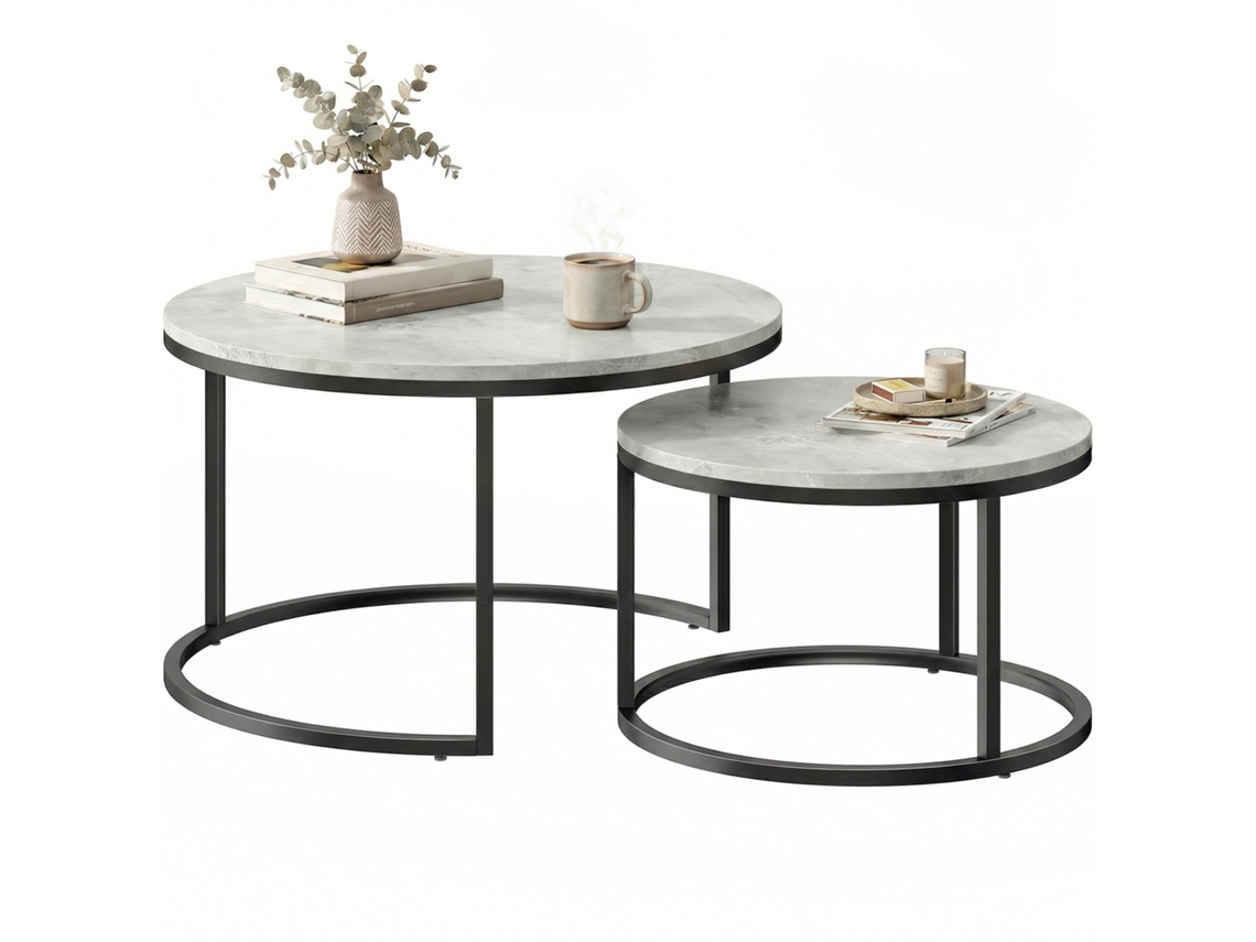 Conjunto Moderno De Mesa De Centro Para 2, Cor Cinza, Para Sala De Estar E Escritório E Quarto