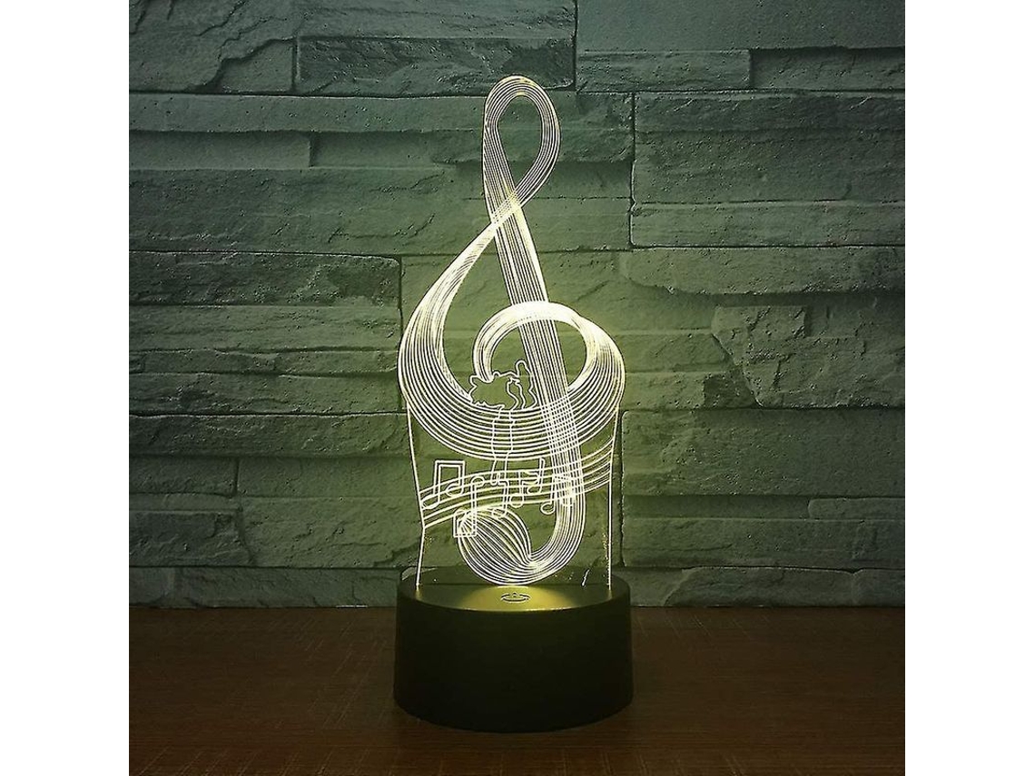Lâmpada de Mesa 3D Nota Musical Nova LINE com Ilusão Óptica 7 Cores, Presente para Crianças e Decoração