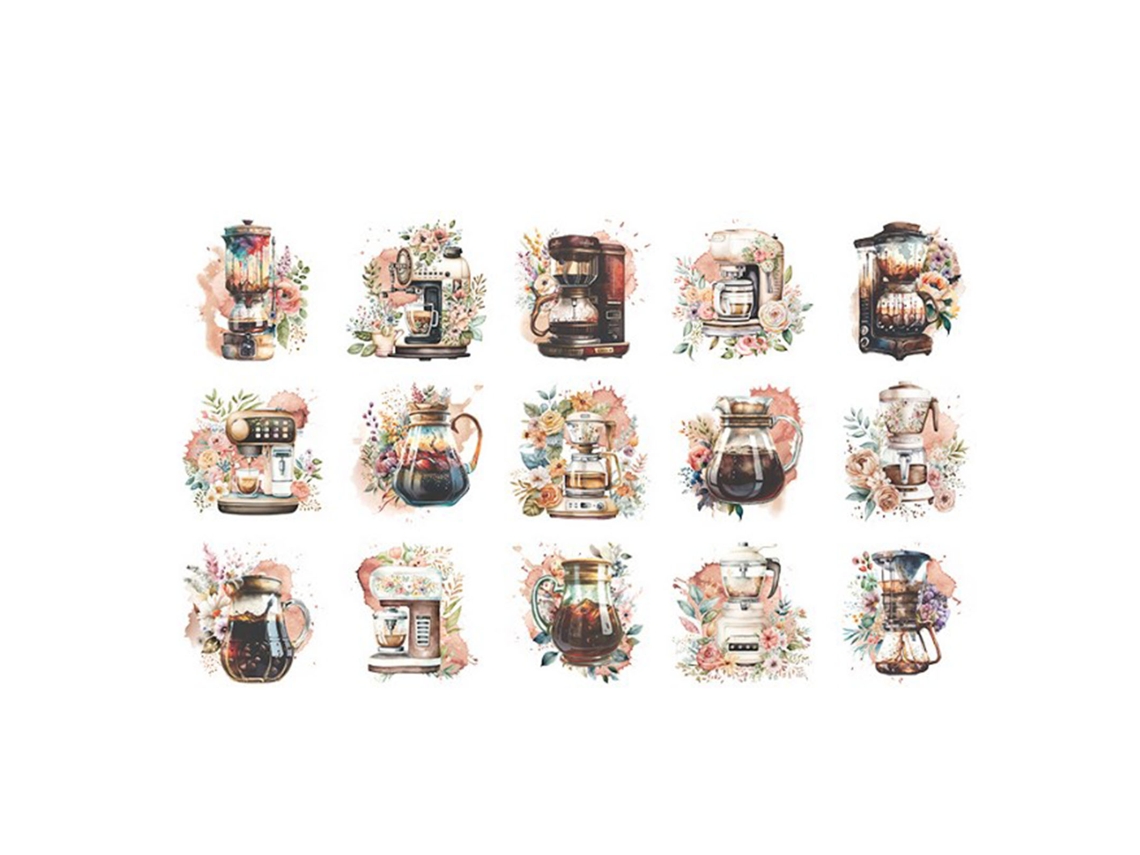 30 Pegatinas De Scrapbooking De Tema Cafetería Autoadhesivas Para Álbumes Y Planificadores