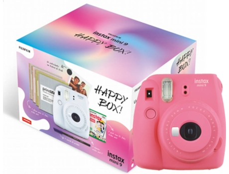 Kit Máquina Fotográfica Instantânea FUJIFILM Instax Mini 9 Happy Box (Flamingo Pink - Obturação: 1/60 s - 2 x AA)