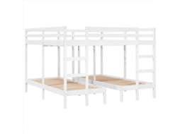 Beliche Triplo MAISON EXCLUSIVE em Madeira de Pinho Maciça Branco (200x200x80 cm)