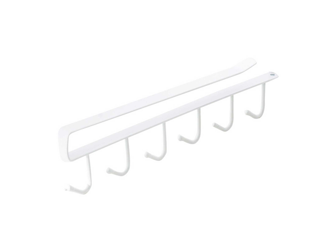Gancho Sob Armário, Ferro, 6 Ganchos, Branco