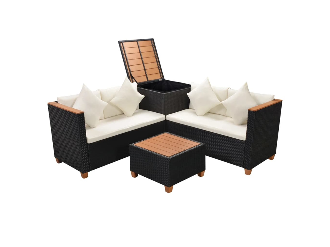 Garden Furniture Set, Garden Furniture Sets Vidaxl Preto Rattan / Vime (n/a)