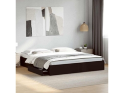 Vidaxl Estrutura De Cama C/ Gavetas 200x200 Cm Derivados Madeira Preto