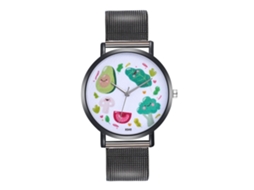 Reloj De Cuarzo Para Hombre Y Mujer Con Correa De Acero Aleado Dial Clásico Casual Negro