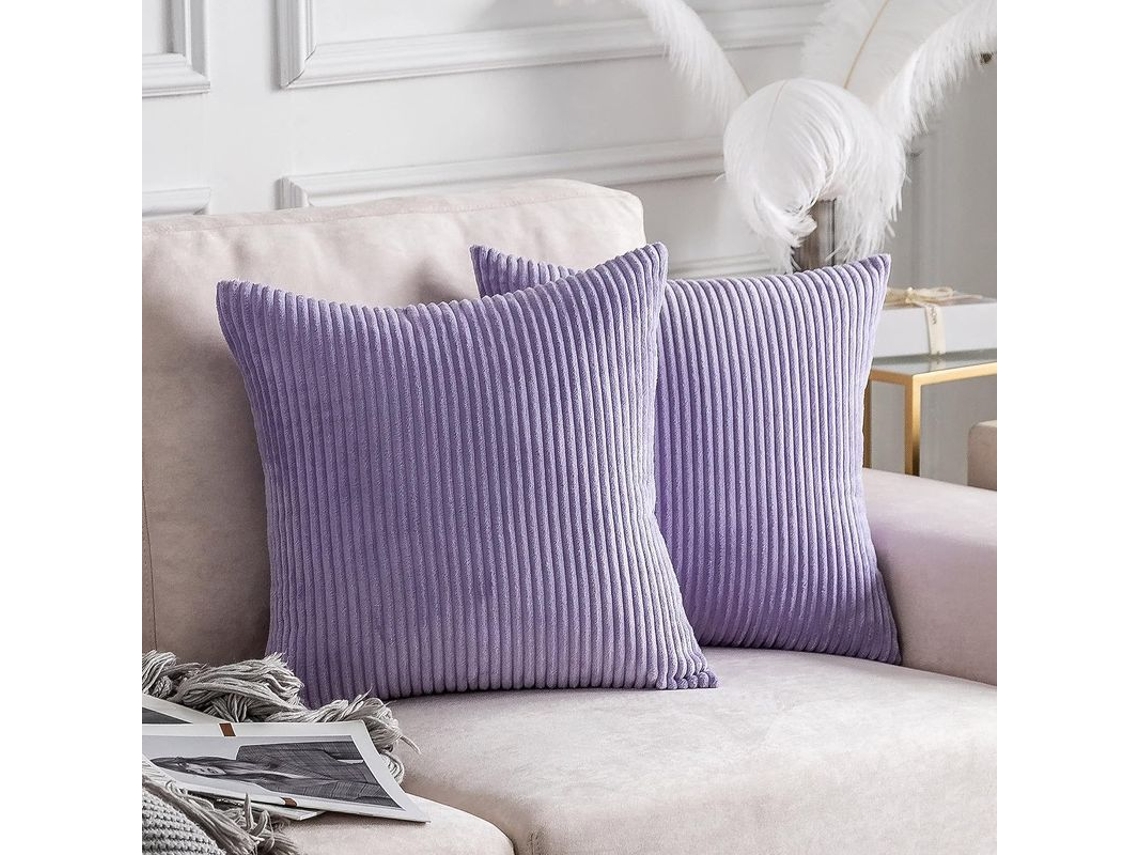 Capas de Almofada Nova LINE de veludo lavanda 2 peças 45x45cm para sofá e escritório