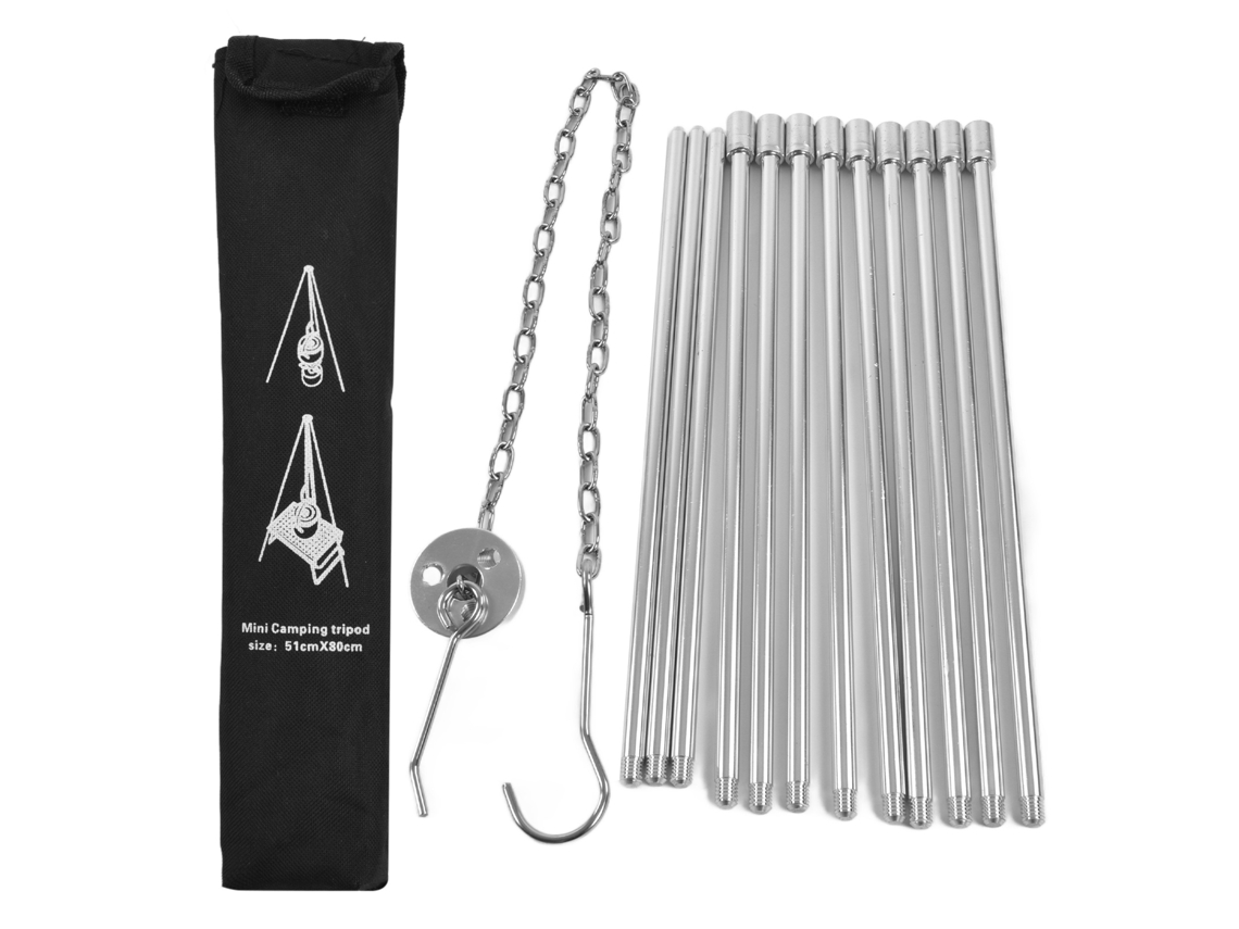 Tripé Portátil de Alumínio para Fogueira com 4 Seções, Ideal Pendurar Panelas em Ambientes Externos. CHABERLU