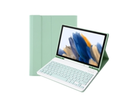 Capa Com Teclado Bluetooth Em Couro Compatível Com Samsung Galaxy Tab S7+/s8+/s7 Fe/t970/t975, Porta-caneta, Cor Verde