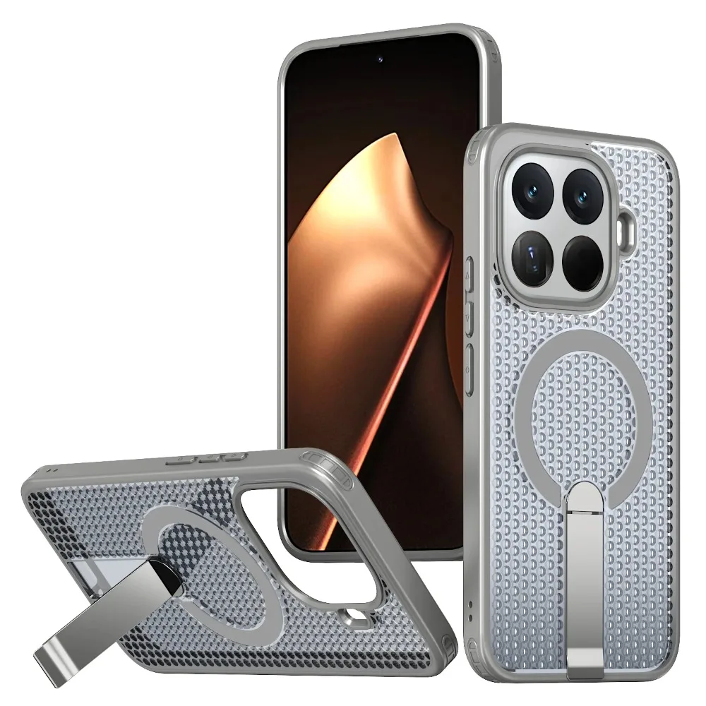 (cinza, Poco F7 Pro 5g) Capa Protetora Magnética, Respirável E Com Dissipação De Calor, Suporte Dobrável E Proteção Contra Quedas.
