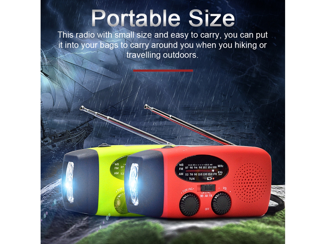 Rádio Am/fm Noaa com Lanterna Led e Carregamento Solar