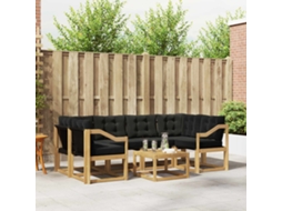 Vidaxl Conjunto De Sofás Para Exterior 7 Pcs Branco E Preto