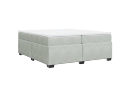 Cama com Molas e Colchão Veludo Cinzento Claro MAISON EXCLUSIVE (200x200 cm)