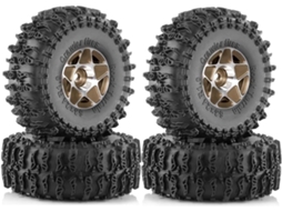Conjunto de 4 Rodas e Pneus Beadlock de 63 Mm para Carros Rc Crawler 1/18 e 1/24 (trx4m, Scx24, Fcx24) SFUSHOS (1,0 Polegada)