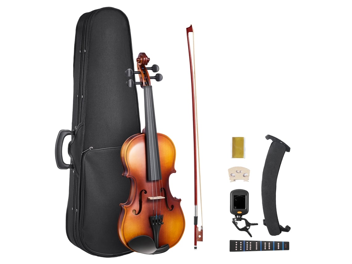 Kit completo para violino Vevor 355 mm com estojo rígido, marrom