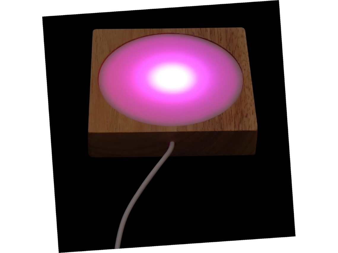Luminária Noturna Led Wooneky Chic Com Base De Madeira, Elegante E