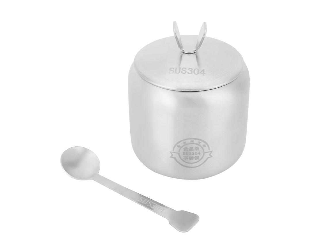 Conjunto de Potes de Tempero de Aço Inoxidável 304 com Tampa e Colher para Cozinha S/MARCA